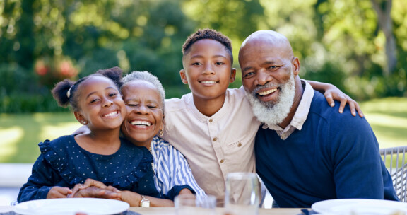 Children,,Hug,Or,Portrait,Of,Grandparents,In,Nature,With,Smile